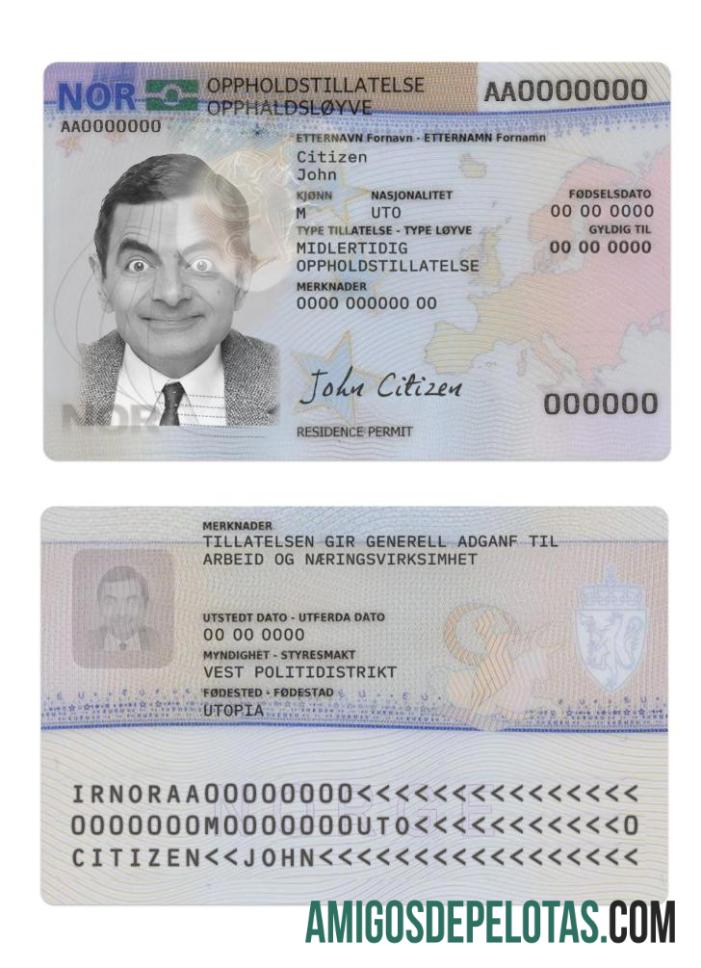 Autorização de residência na Noruega amostra